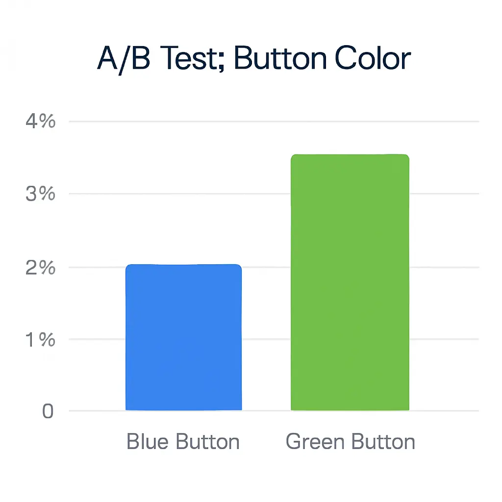 A/B test graph showing conversion differences by color