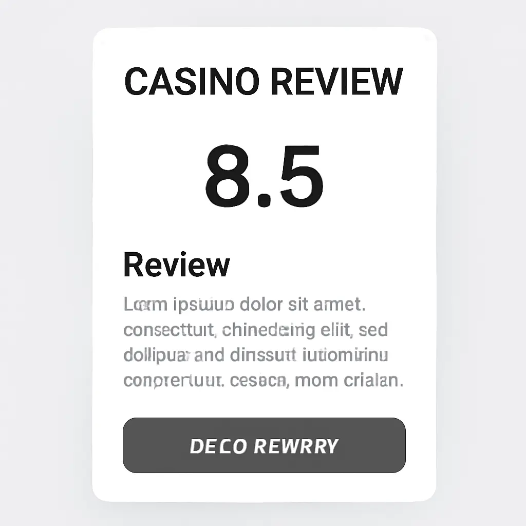Layout mockup showing a casino review with a prominent rating