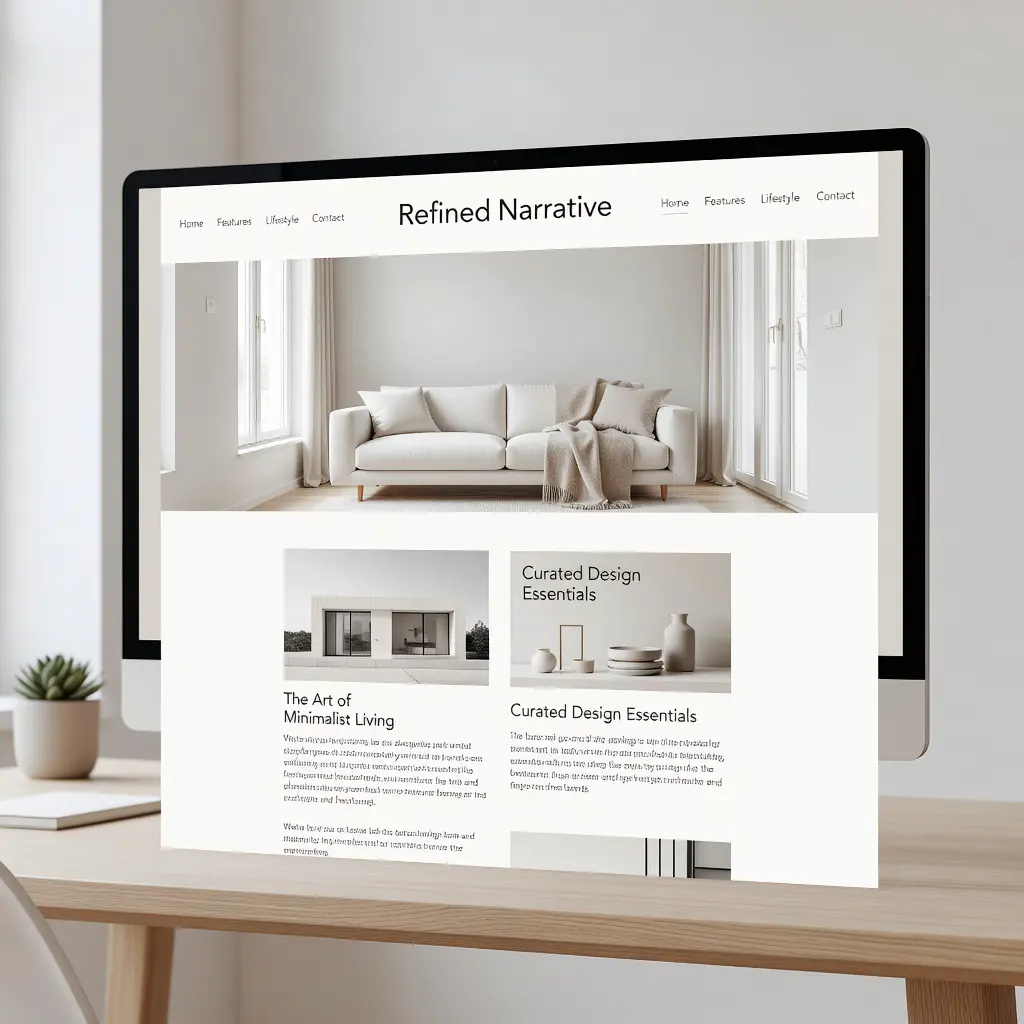 Design Blog Visual Hierarchy Layout Example A modern design blog layout showcasing strong visual hierarchy with clear typographic scale, generous whitespace and curated photography