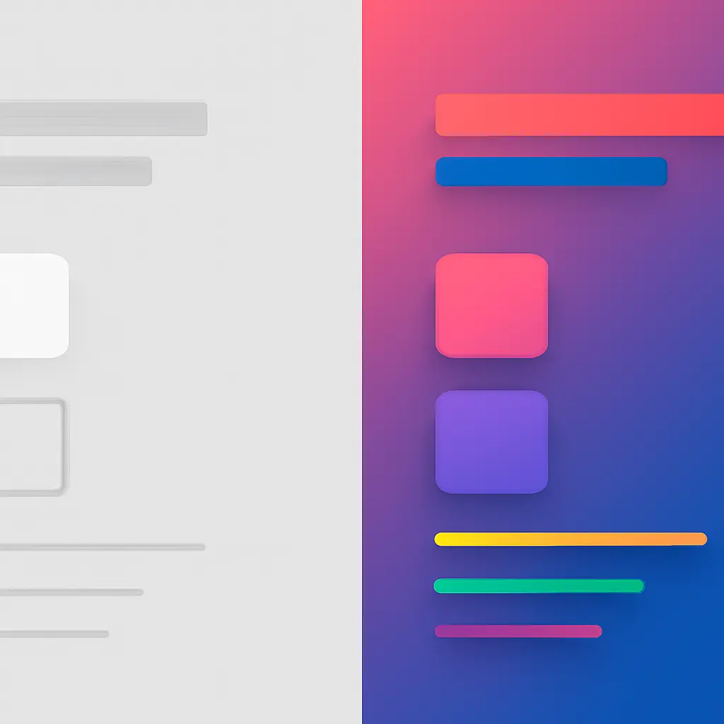 Comparison of minimalist and rich web interface layouts