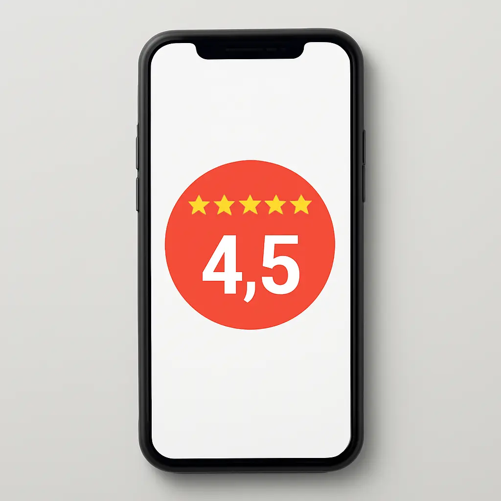 Mobile screen showing a rating placed in a thumb-friendly area