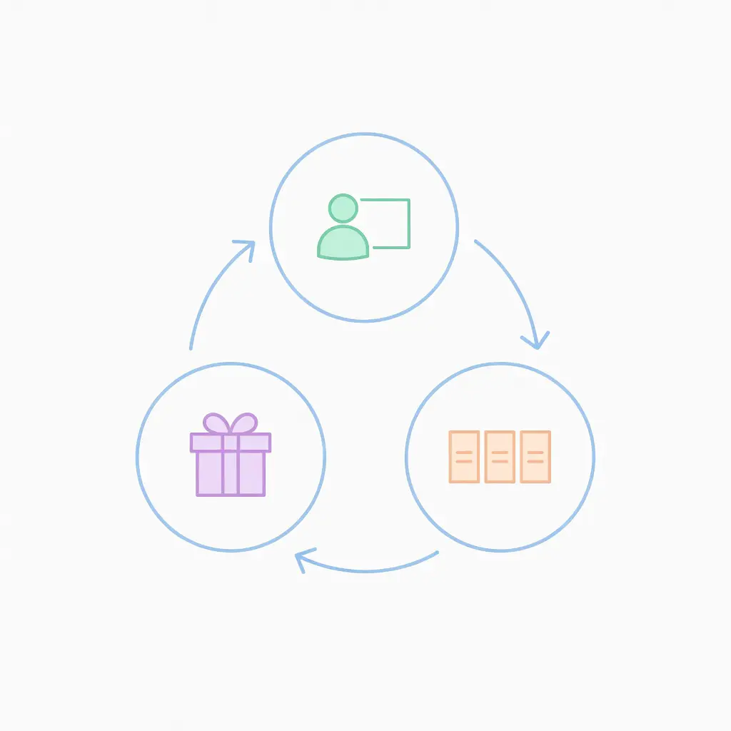 Illustration of the player registration flow for claiming no-deposit free spins at an online casino, showing three steps from signup to spin