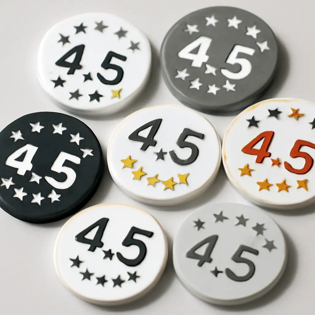 Array of rating badge styles and contrast variations