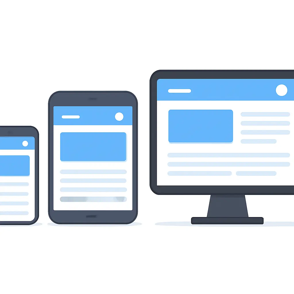 Illustration of responsive UI components across devices