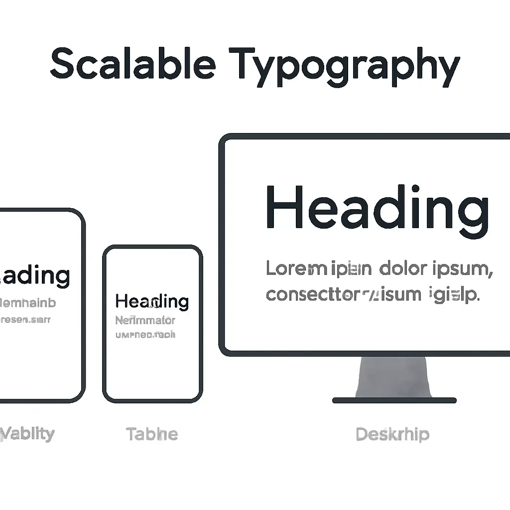 Responsive typography layout showing scalable type across devices